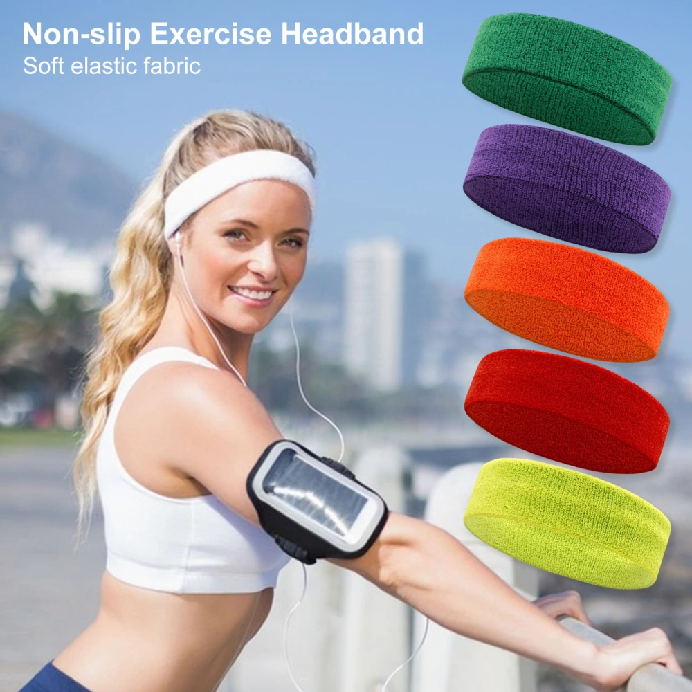 Sports Headband Great Sweat Absorption Capacity High Elastic Stretch Soft Non-slip Breathable Knitted Solid Color Reusable Yoga Jogging Pilates Workouts Headband