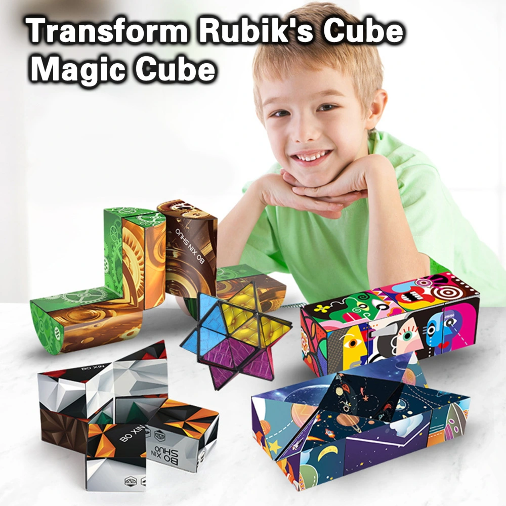 Astronaut Print Multi Pattern Kids Cube Interesting Spatial Thinking Training Three-Dimensional Infinite Folding Cube Toy Entertainment Toy