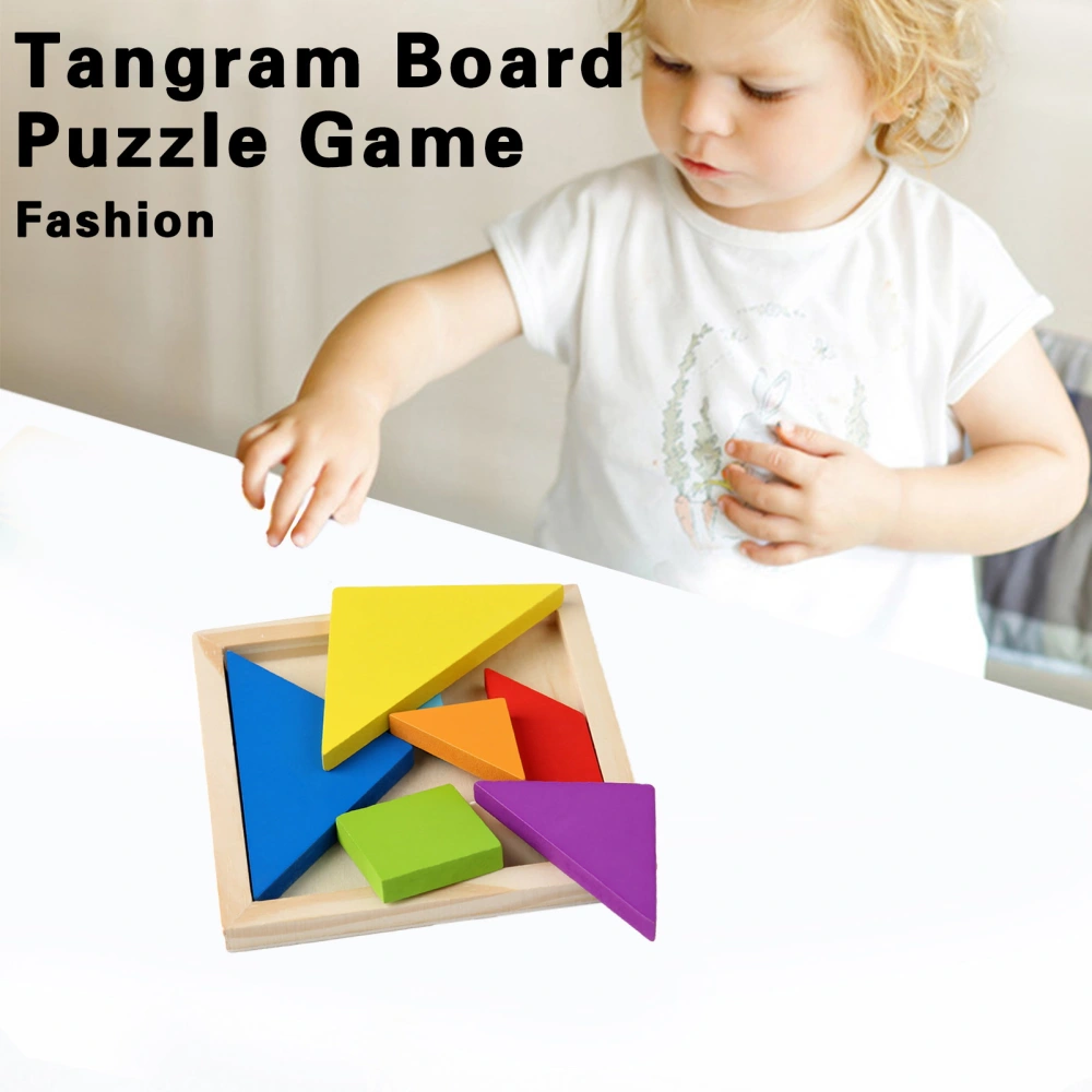 Puzzle Toy Geometry Eco-friendly Smooth Edges Color Perception Funny Shape Cognition Wood Tangram Board Puzzle Game Children Gift