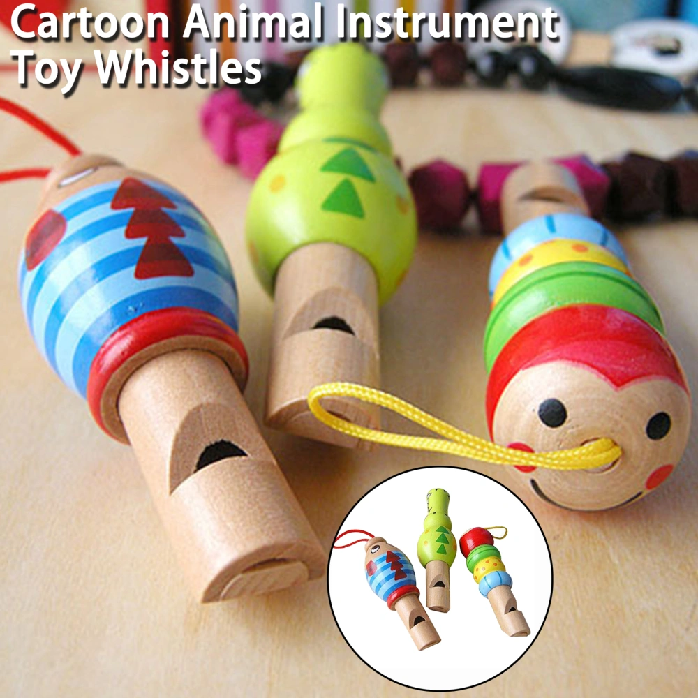 3Pcs Musical Toy Whistles No Glitch Comfortable Grip Lovely Appearance Eco-friendly Mini Enlightenment Wood Animal Shape Whistle Toys Kindergarten Toy