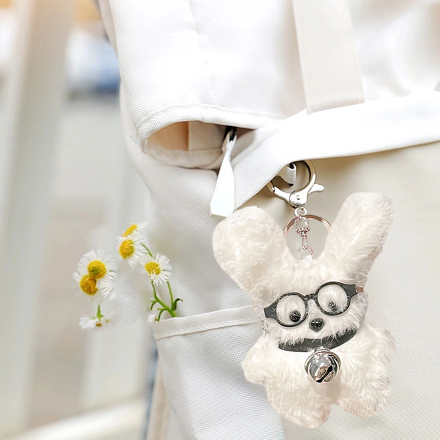 Glasses Dog Plush Keychain Cute Stylish Bag Hanging Decoration Car Key Pendant Trendy Adorable Plush Keychain