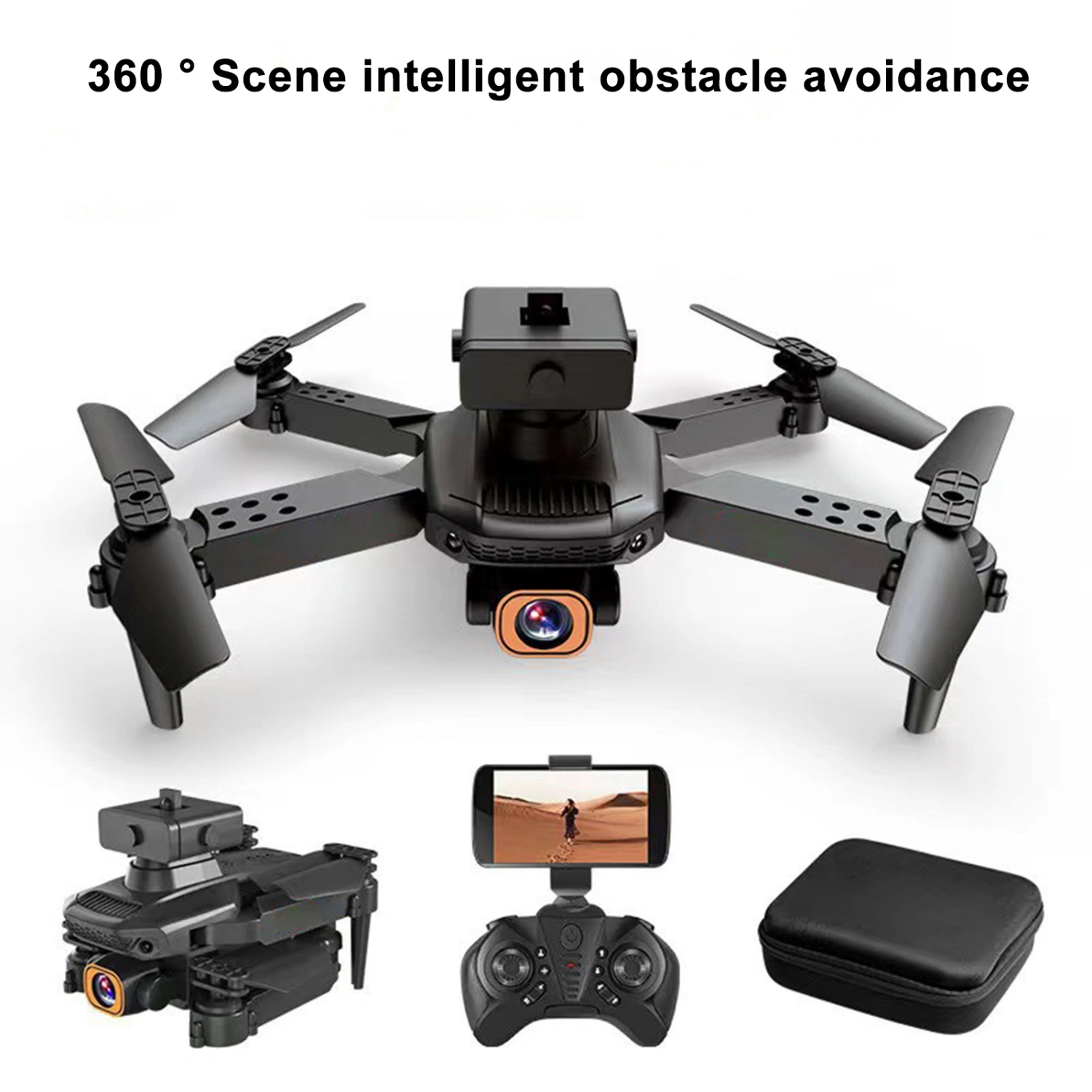 Remote Control Drone 1080P/4K HD-compatible Dual Camera Altitude Hold Obstacle Avoidance Aerial Photography 4CH Mini Folding Drone RC Quadcopter Toy Birthday Gift