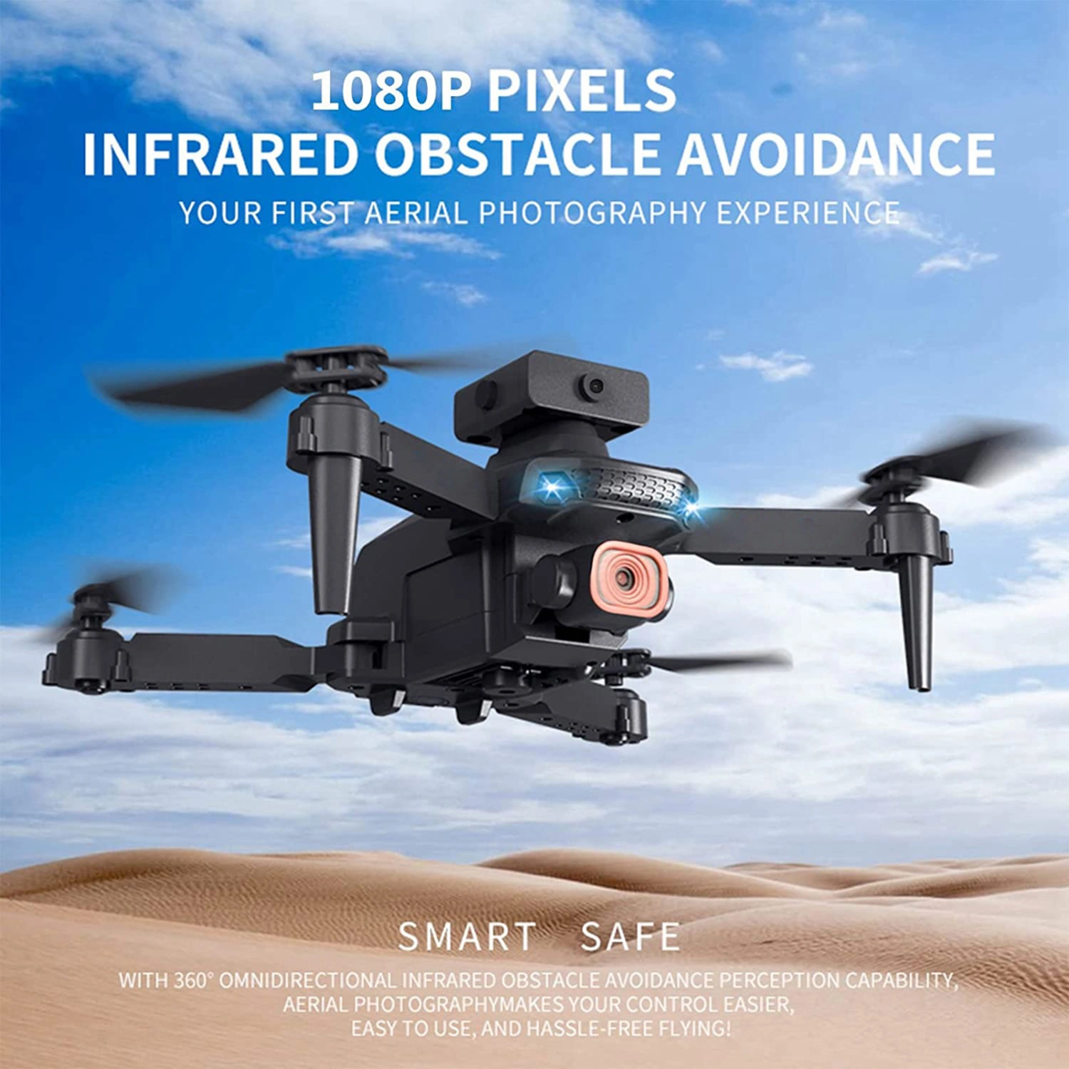 Remote Control Drone 1080P/4K HD-compatible Dual Camera Altitude Hold Obstacle Avoidance Aerial Photography 4CH Mini Folding Drone RC Quadcopter Toy Birthday Gift