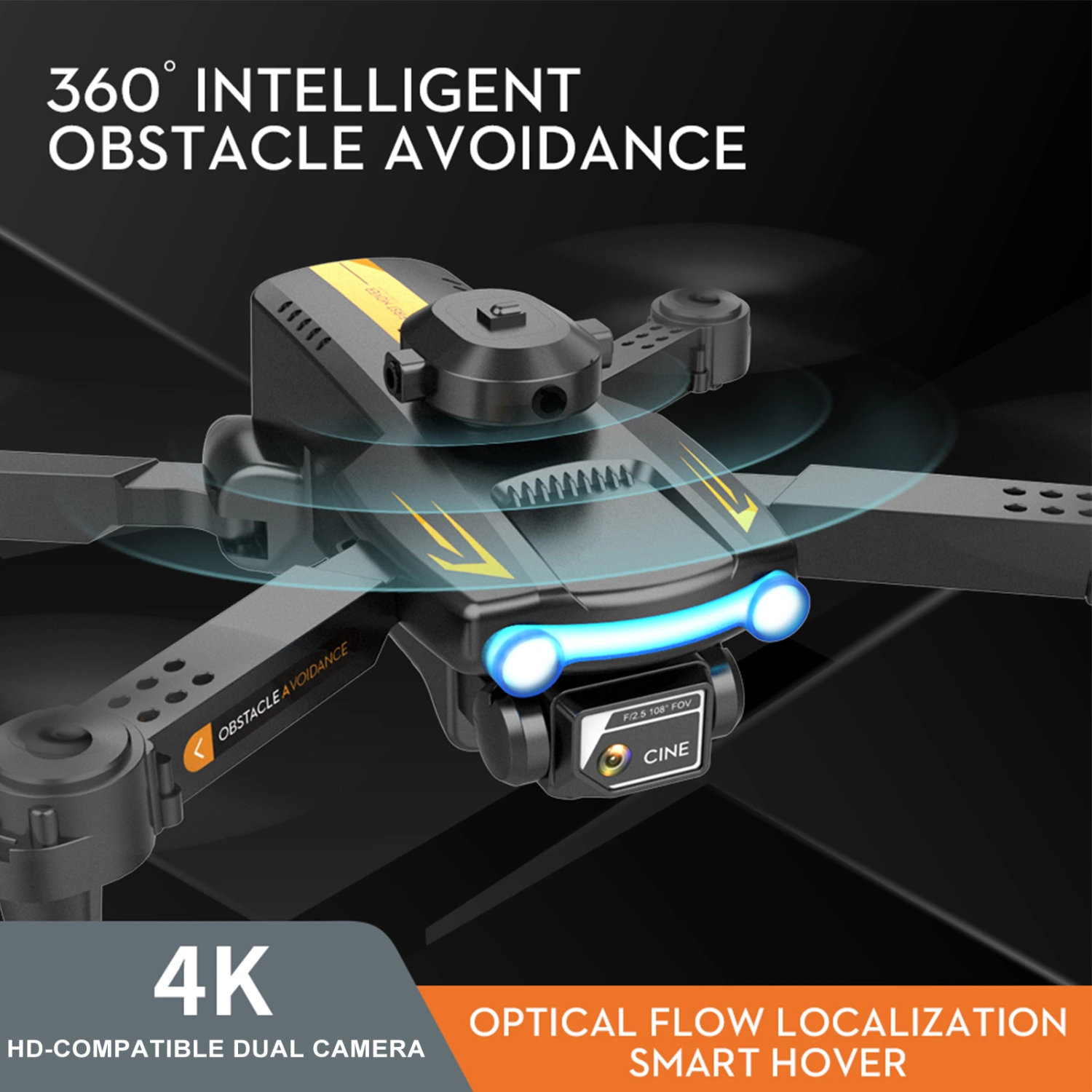 1 Set Foldable Drone with 4K Pixel Camera Altitude Hold Headless Mode One-key Return Stable Flight Quadcopter for Outdoor
