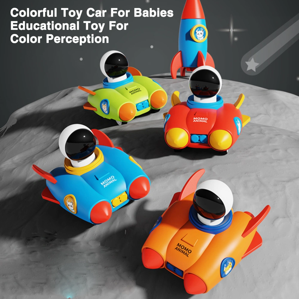 Cartoon Astronaut Rocket Toy Car No Battery Required Interesting Press-to-Go Children Vehicle Toy Plastic Push Slide Aircraft Inertia Toy Baby Boys Girls Gift