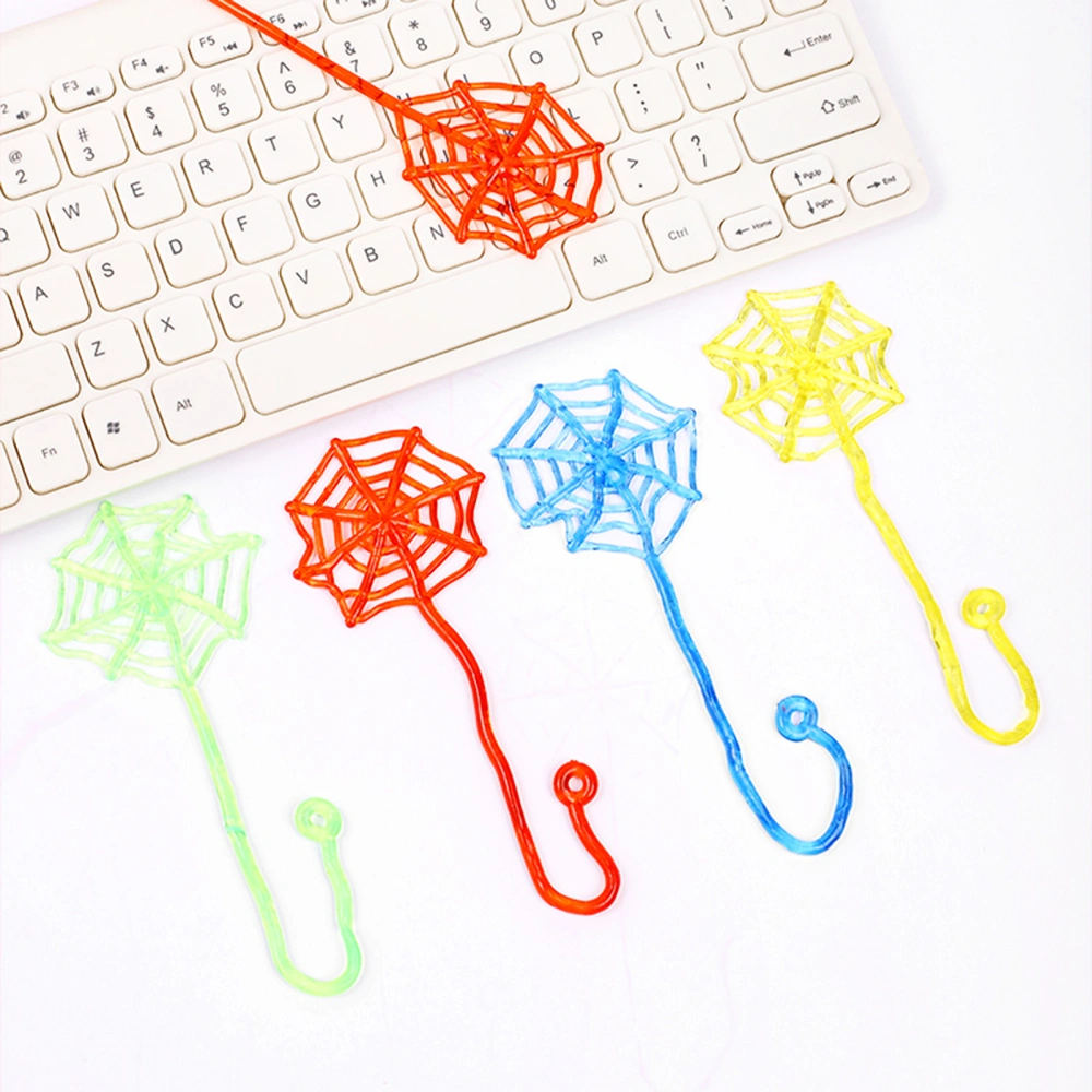 10Pcs Stretchy Sticky Toys Soft TPR Stretchable Colorful Spider Web Wall Climbing Toy Stress Relief Fidget Toys Squishes Stretchy Sticky Wall Decompression Toy Children Gift