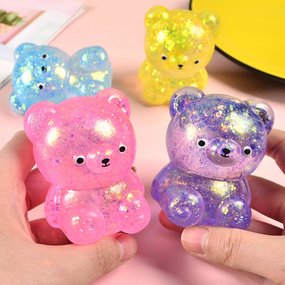 Squeezing Animal Toy Flexible Slow Rebound Sequins Maltose Bear Pinch Toy Decompression Soft TPR Squishes Bear Doll Stress Relief Fidget Toy Party Favor