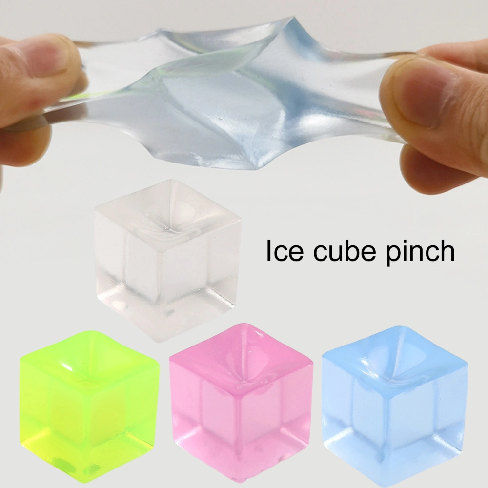 2Pcs Ice Cube Squeeze Toys Soft TPR Quick Recovery Transparent Square Cube Creative Relieve Boredom Pinch Toy Squishes Block Stress Relief Fidget Toy Party Favor