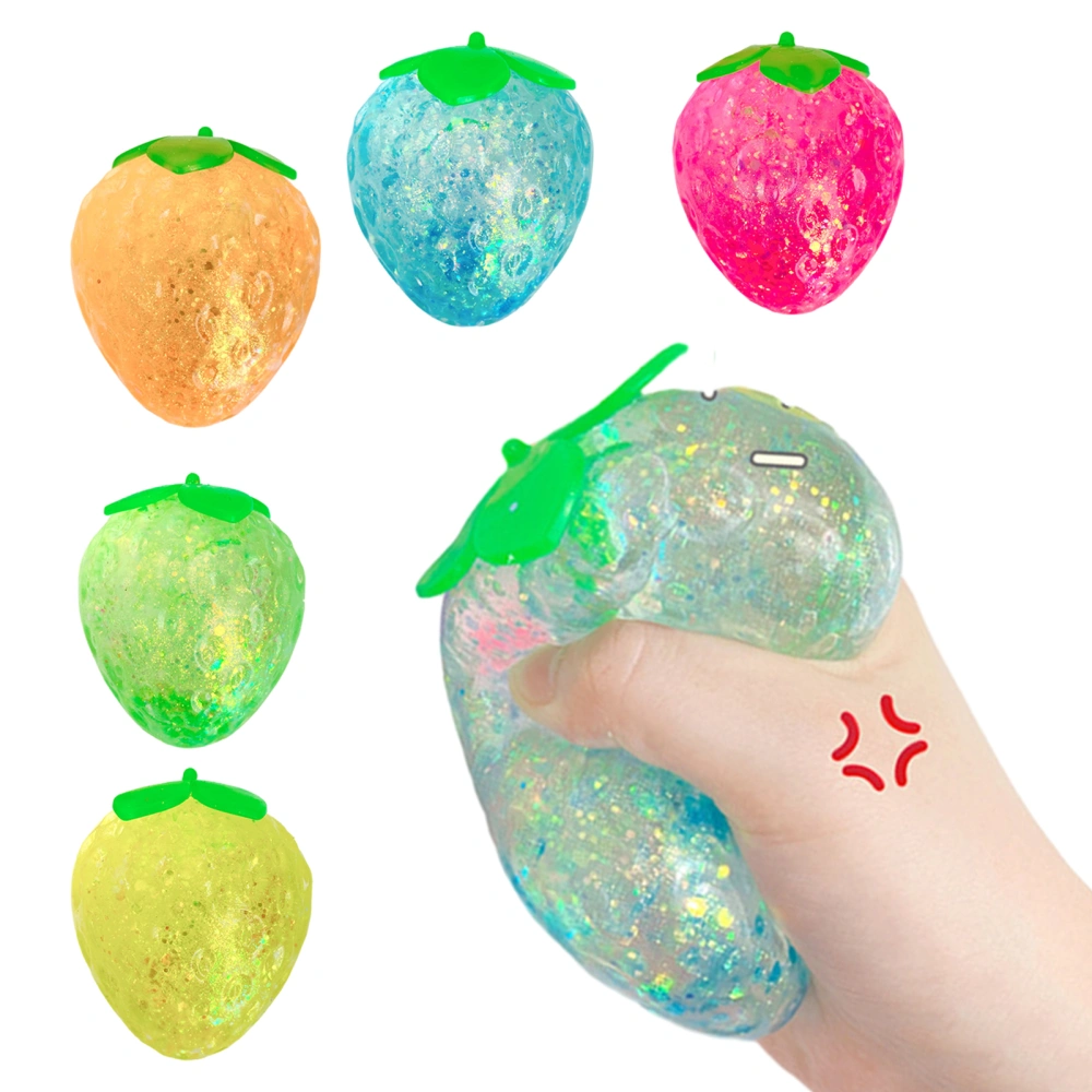 Stress Relief Toy Simulated Colorful Strawberry Slow Rebound Sequins Maltose Pinch Toys Decompression Sensory Toy Vent Fruit Ball Squishes Decorative Props Small Gift