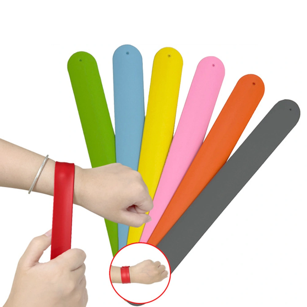 2Pcs Kids Slap Bracelets Solid Color Flexible Self-Rolling Wristwear Creative Stress Relief Soft Boys Girls Clap Circle Silicone Wristbands Children Toy Gift