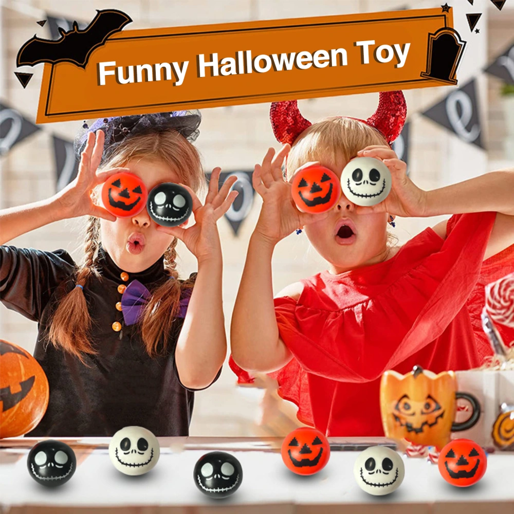 2Pcs Funny Halloween Toy Flexible TPR Quick Recovery Squeezing Ball Horror Ghost Doll Vent Ball Toy Stress Relief Toy Candy Bag Filler Party Favor