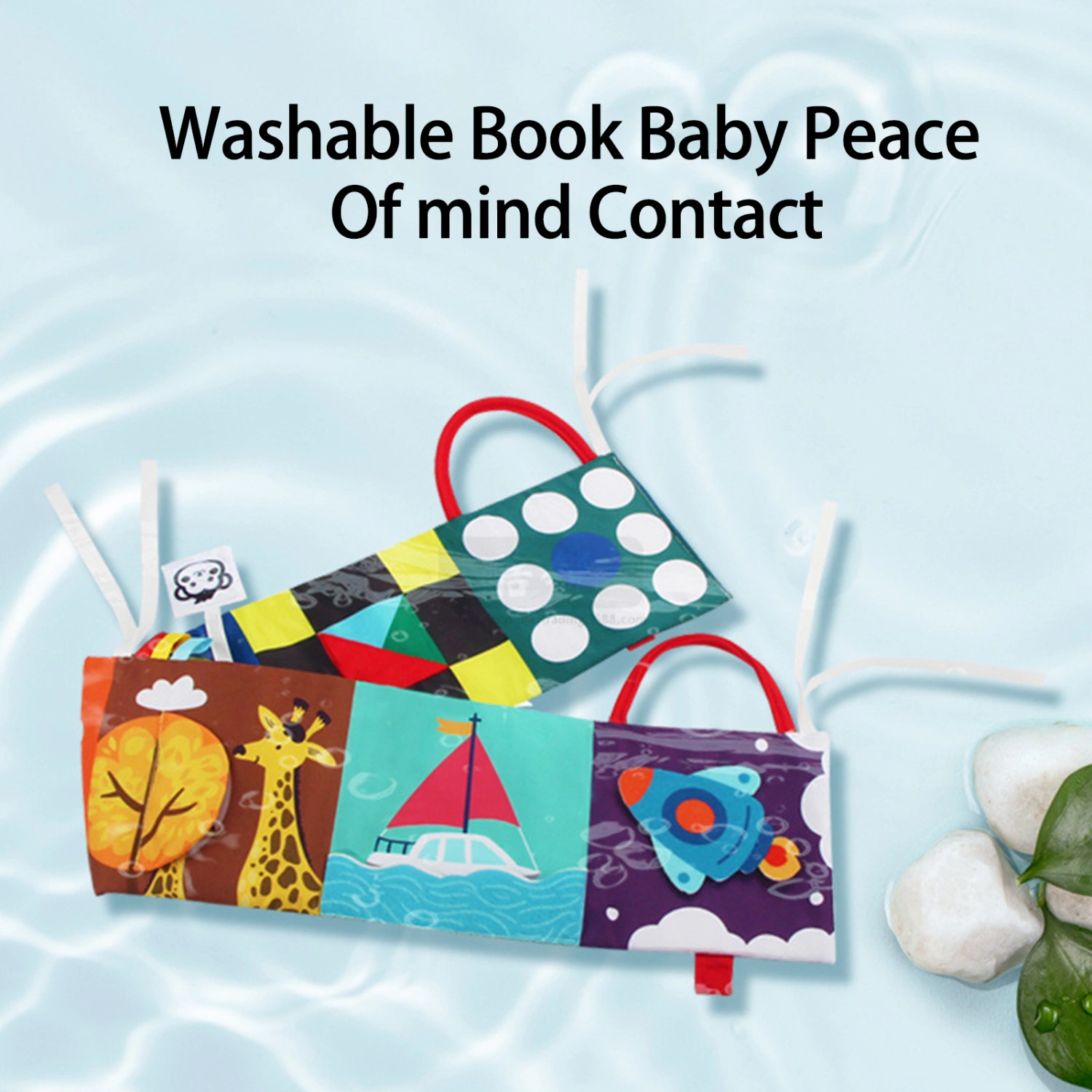 Baby Cloth Book Cute Chick Elephant Double-Side Colorful Printed Pattern Early Learning Educational Toy Infant Soft Cloth Book Crib Rattle Toy Baby Shower Gift
