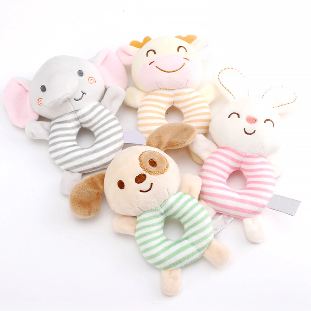 Baby Rattle Plush Toy Cartoon Deer Rabbit Dog Elephant Soft Hand Bell Soothing Plushie Kids Animal Rattle Gripping Toys Baby Shower Gift