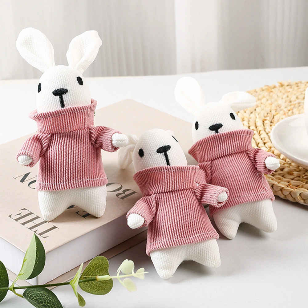 15cm Plush Rabbit Pendant PP Cotton Fully Filled Mini Sweatshirt Bunny Doll Plush Toy Ornament Lovely Stuffed Animal Doll Backpack Keychain Pendant Girls Gift