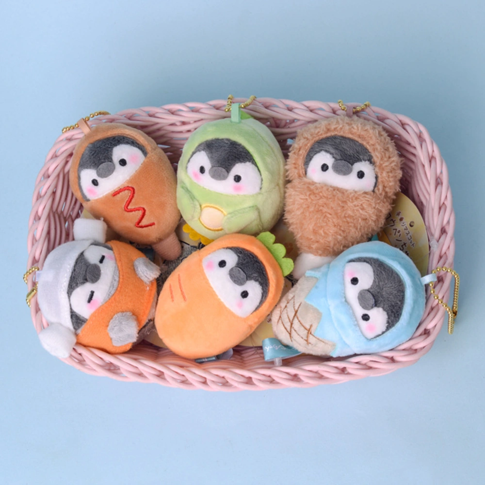 Plush Key Pendant Cute Ice Cream Carrot Dinosaur Cross-dressing Penguin Doll Ornament Soft Stuffed Small Penguin Doll Keychain Bag Pendant Girl Toy Gift