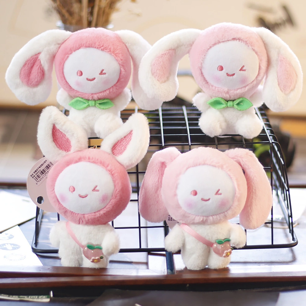 12cm Plush Rabbit Pendant Soft PP Cotton Sitting/Standing Bunny Doll Plushie Decoration Lovely Stuffed Animal Doll Backpack Keychain Pendant Birthday Gift