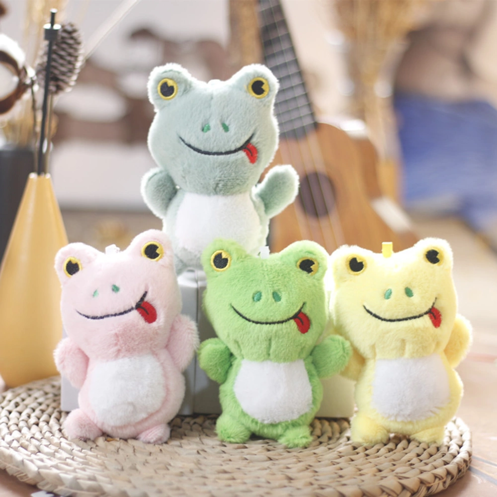 13cm Frog Keychain Lovely Cartoon Doll Plushie Soft Hanging Ornament PP Cotton Stuffed Animal Toy Plush Doll Bag Ornament Girls Toy Gift