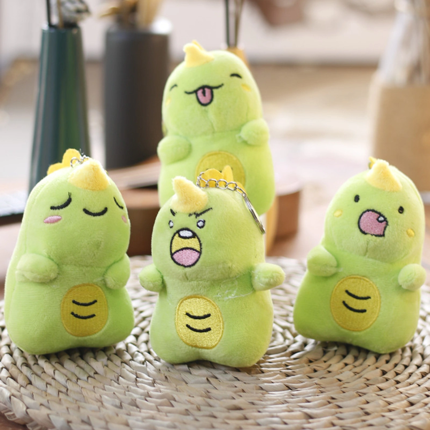 11cm Plush Key Ring Various Style Cute Animal Doll Soft Plushie Ornament PP Cotton Dinosaur Doll Keychain Purse Accessories Couple Gifts