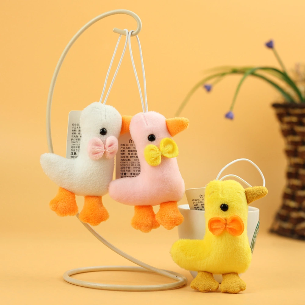 Plush Duck Pendant Fully Filled Cozy Touch Cute Bow Duckling Doll Plushies Ornament Soft Keychain Car Backpack Decor Stuffed Doll Toy Couple Gift