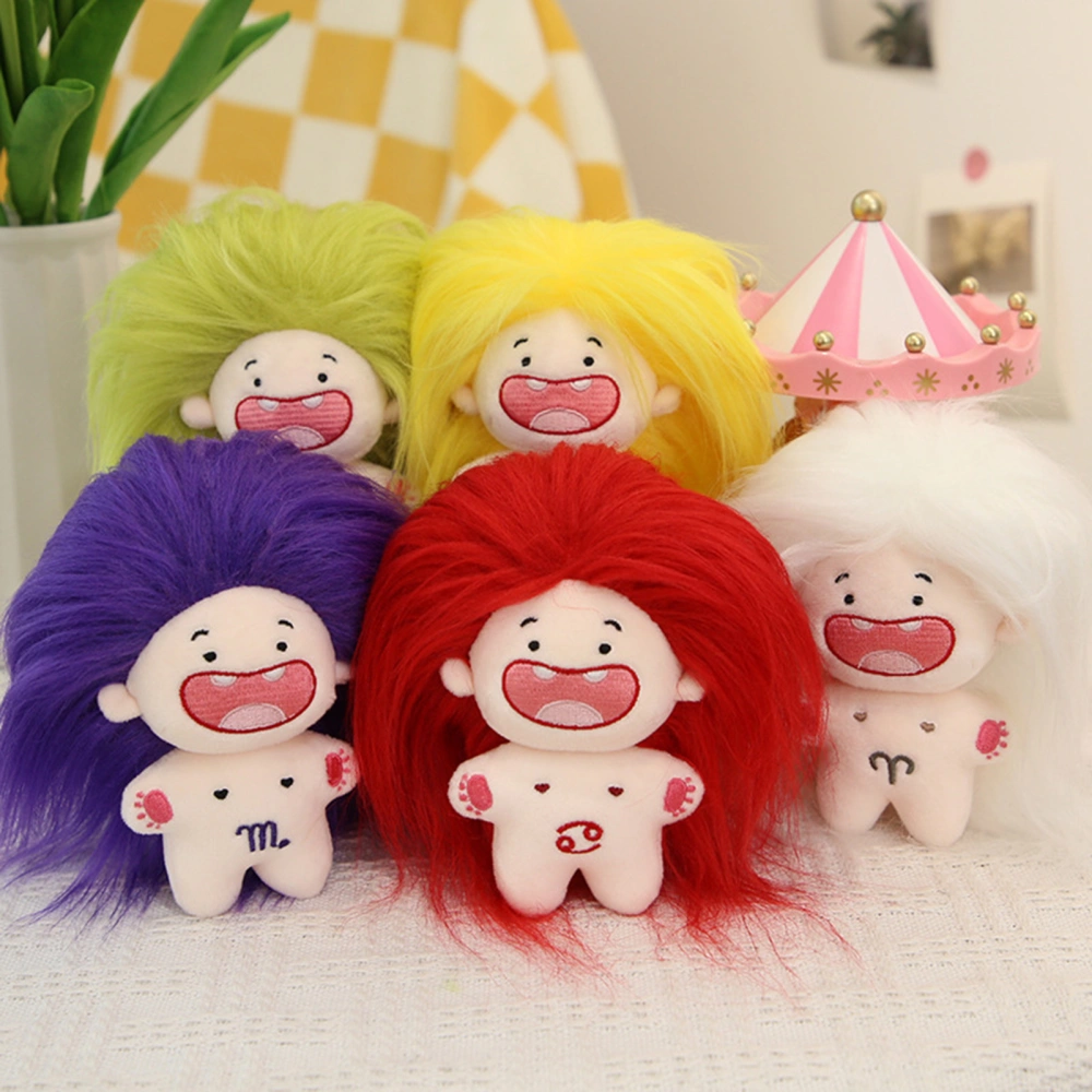 11cm Naked Doll Toy Colorful Fluffy Hair Deciduous Teeth 12-Constellation Plushies Pretend Toy Unfinished Cotton Stuffed Idol Doll Plush Baby Doll Toy Girl Gift