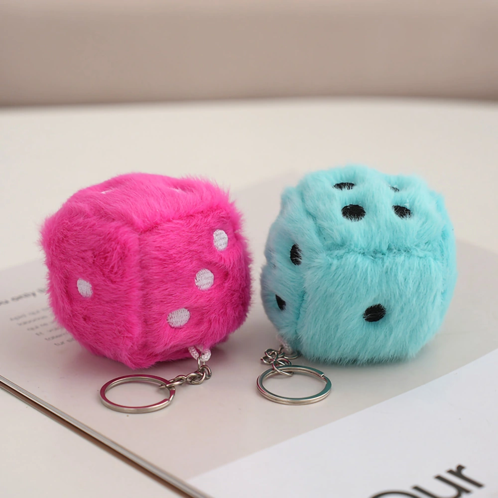 Dice Plush Toy with Key Ring Fluffy Colorful Dot Dice Plushies Ornament PP Cotton Stuffed Dice Pendant Handbag Decor Creative Gift