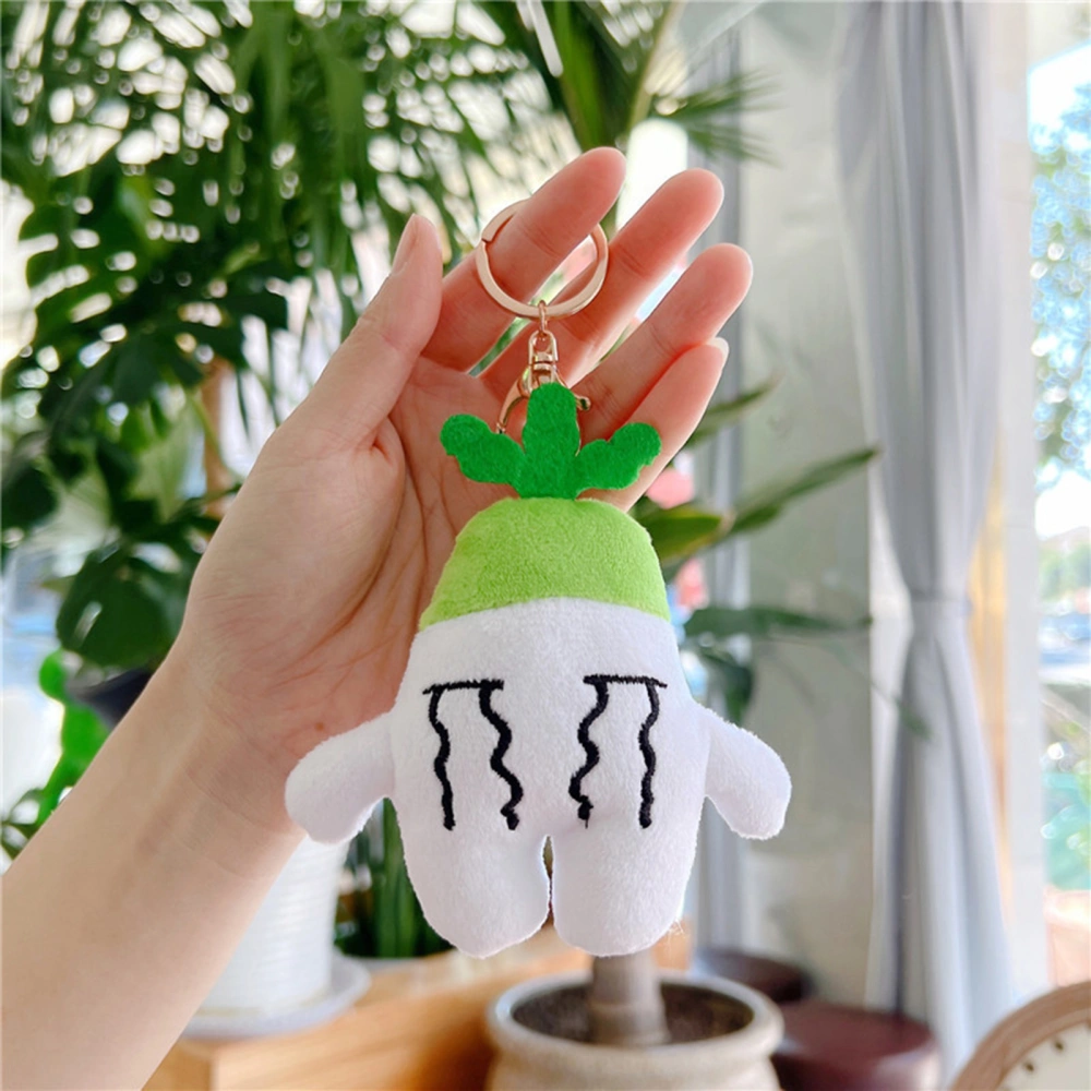 Radish Plush Keychain Soft Cute Cartoon Tears Radish Plush Toy Cotton Stuffed Vegetable Plush Doll Keyring Pendant Backpack Hanging Decoration Birthday Gift