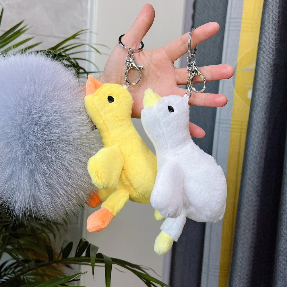 Goose Plush Keychain Cute Lie Down Goose Plush Toy Hanging Ornament Cartoon Stuffed Animal Doll Couple Key Ring Charm Backpack Decor Birthday Gift