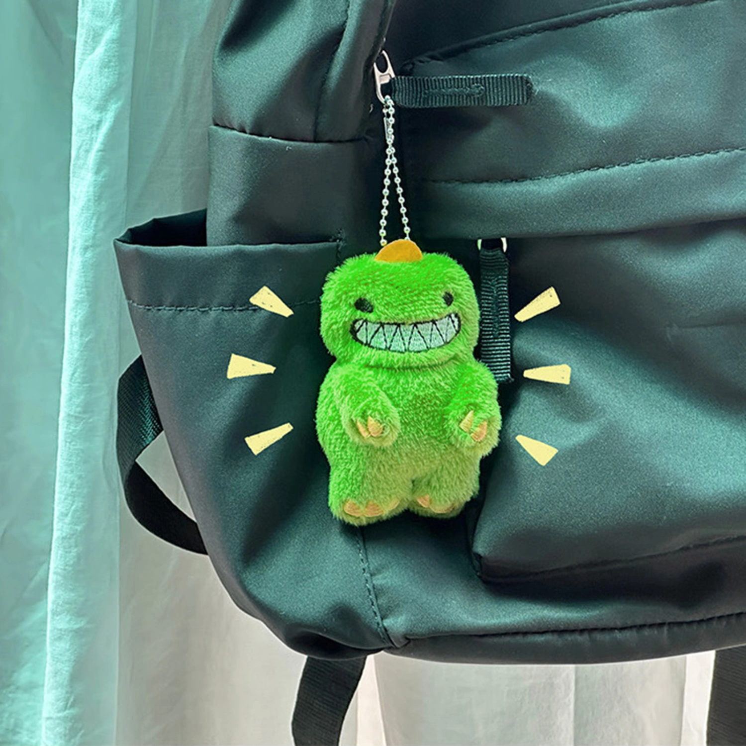 Cute Green Dinosaur Plush Pendant Soft Stuffed Animal Plush Toy Cartoon Dinosaur Doll Keyring Charm Backpack Hanging Ornament Kids Girl Gift