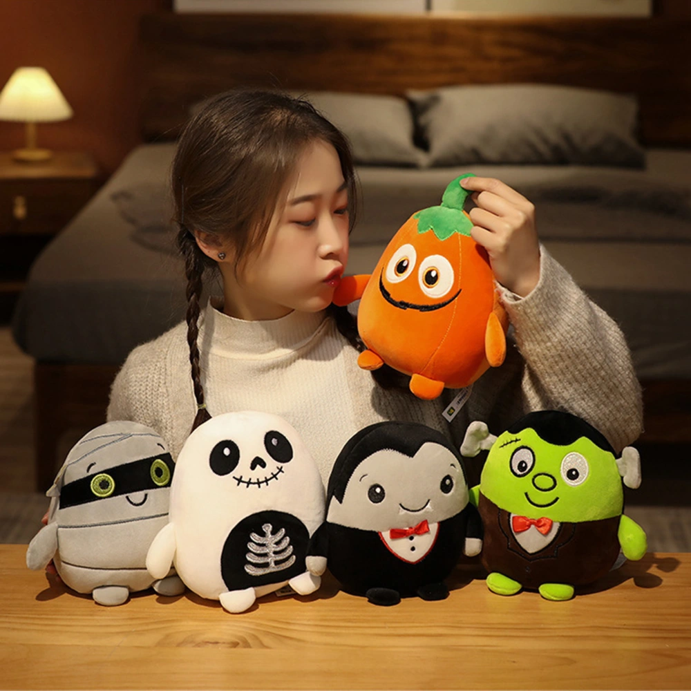 Funny Halloween Stuffed Toy Cartoon Pumpkin Skull Monsters Zombie Bat Doll Horror Plush Toy Halloween Party Decoration Props Kids Halloween Gift