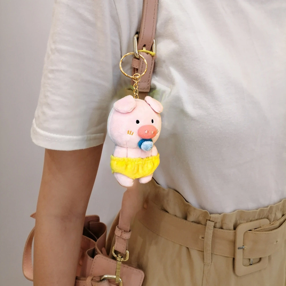 Piggy Keychain Cute Plush Pacifier Pig Hanging Ornament for Girls Soft Stuffed Animal Doll Key Ring Pendant Perfect Backpack Accessory And Gift