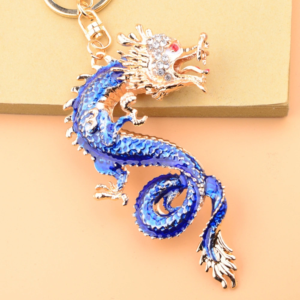 3D Cartoon 2024 Year of Dragon Pendant Dragon Keychain with Rhinestones Inlay Zinc Alloy Lucky Chinese Dragon Hanging Ornament Birthday New Year Gift