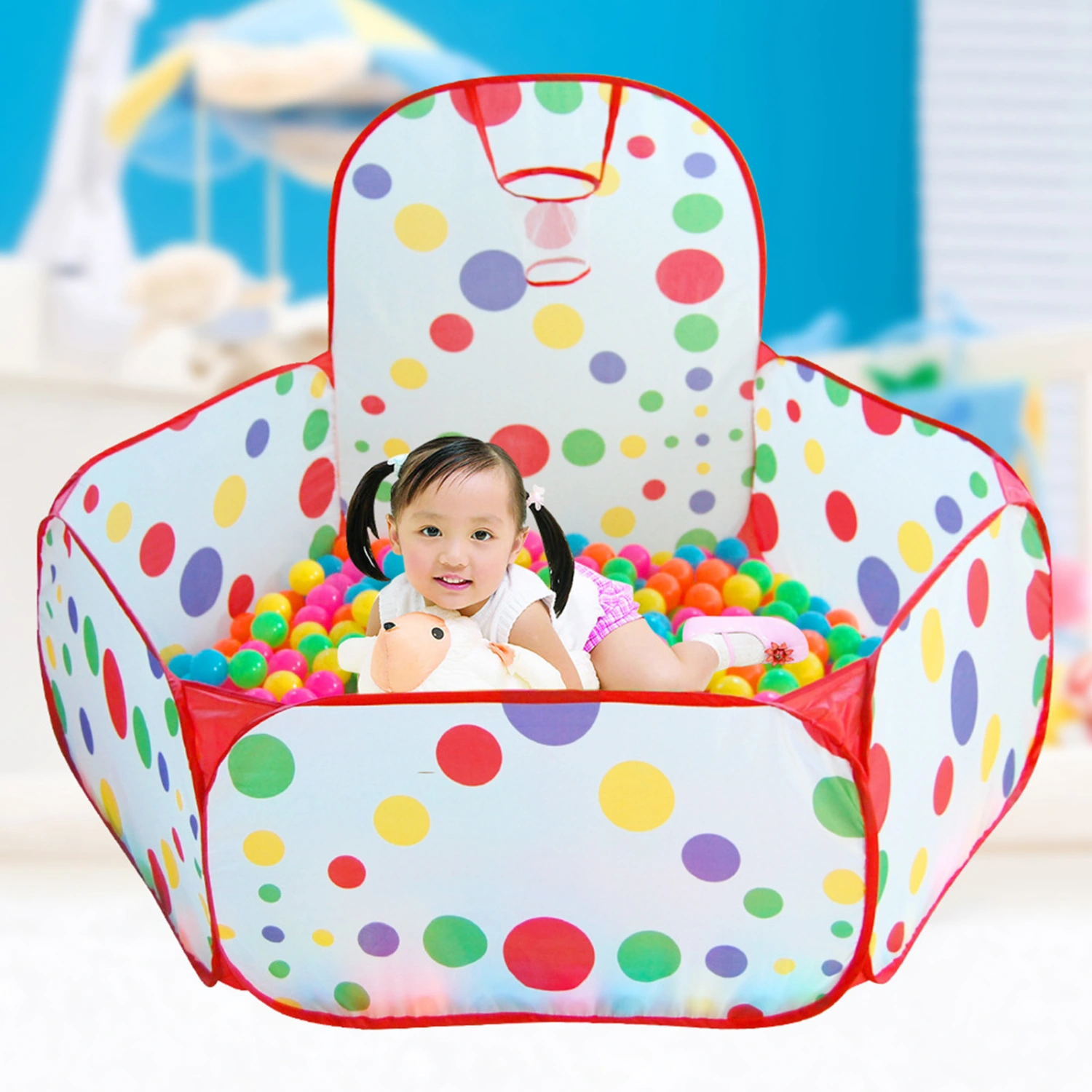 Kids Play Tent Multifunctional Foldable Big Space with Bag Entertainment Toy Storage Polyester Cloth Children Tent Indoor Outdoor Pretend Game House Indoor Game Pool