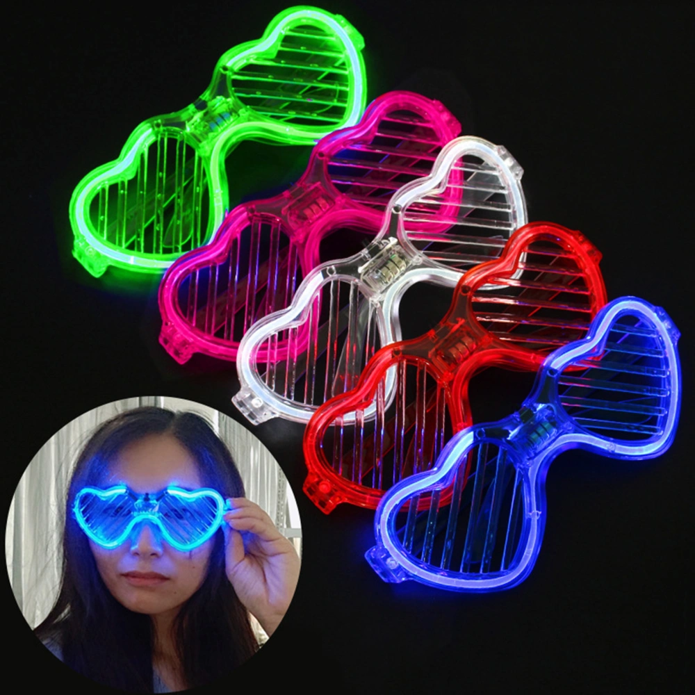 Glowing Love Heart Glasses Light Up Party 3 Modes Lightweight Body Comfortable to Wear Glowing Glasses Bar Supply