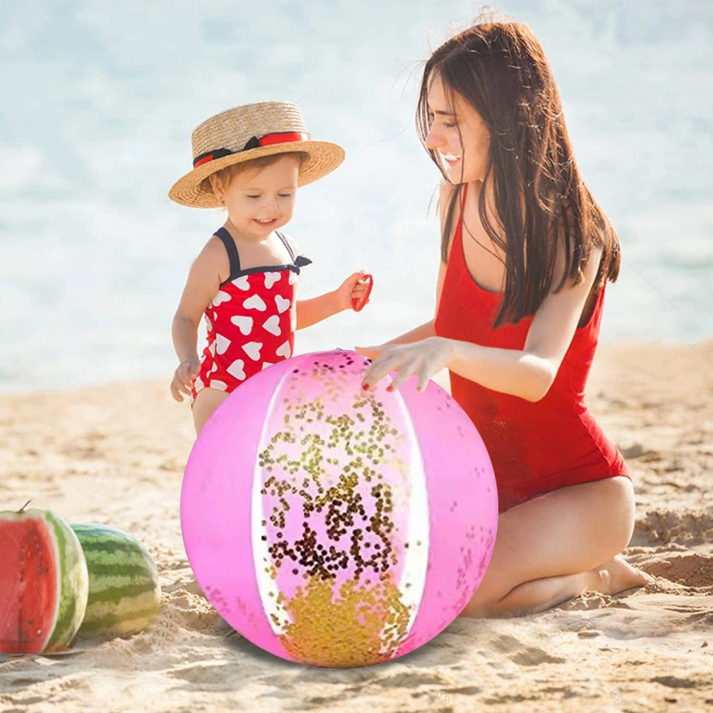 Glitter Inflatable Beach Ball Set with Pump Sparkling Pool Toys for Kids Toddlers Family Perfect for Summer Parties Sand Play Water Fun