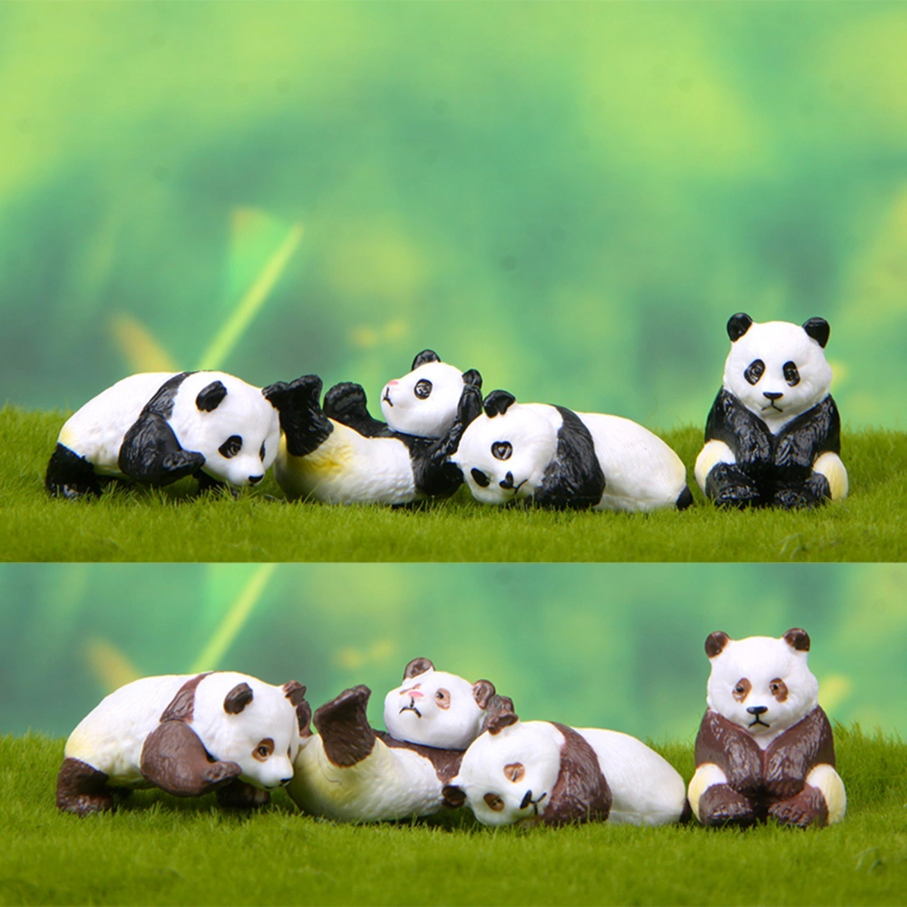 4Pcs Panda Figurines Lovely PVC Craft Miniature Panda Models Gardening Doll Ornament Accessories Dollhouse Animal Figure Micro Landscape Garden Decoration