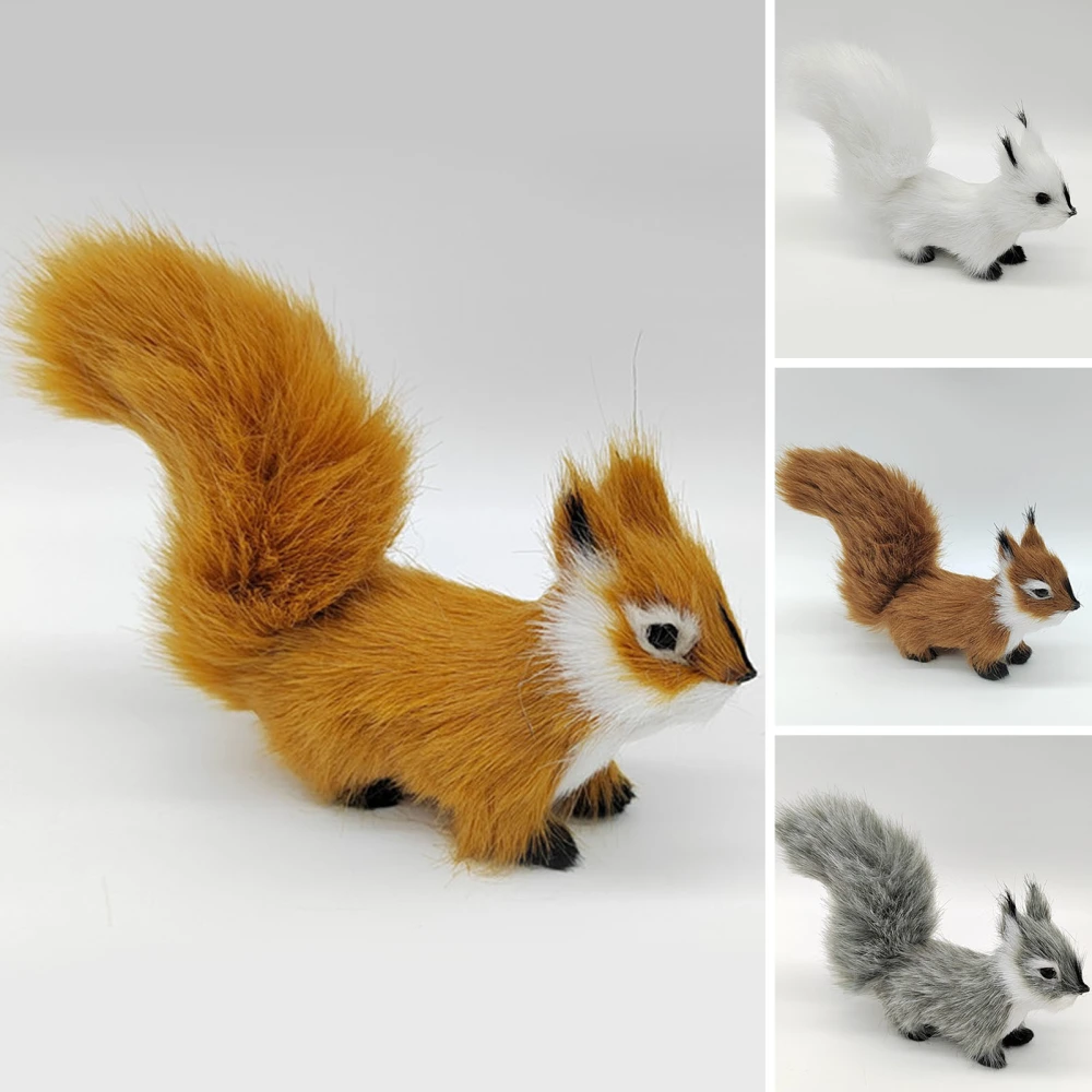 Squirrel Model Faux Fur Realistic Cute Rodent Miniature Figurine Ornament Handicraft Mini Fake Squirrel Statue Figurine Ornament Birthday Gift