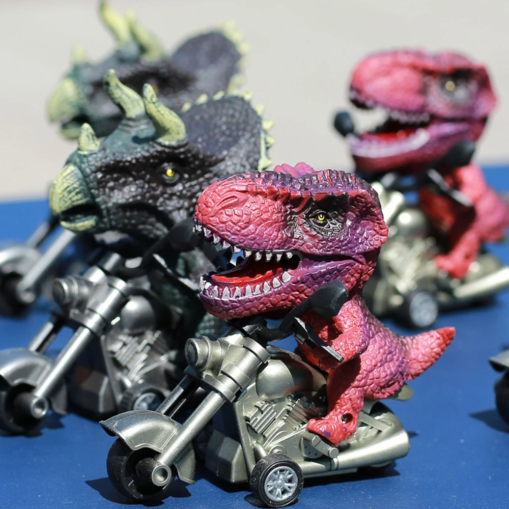 Dinosaur Motorcycle Toy Battery-Free Inertia Drive-Forward Simulation Vehicle Toy Entertainment Plastic Friction Powered Motorbike Model Toy Children Toy Gift