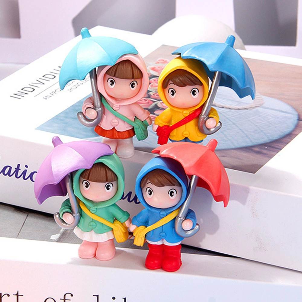 Cute Umbrella Girl Model Micro Landscape Cute Umbrella Raincoat Girl Ornament Home Decor Gardening Accessories 