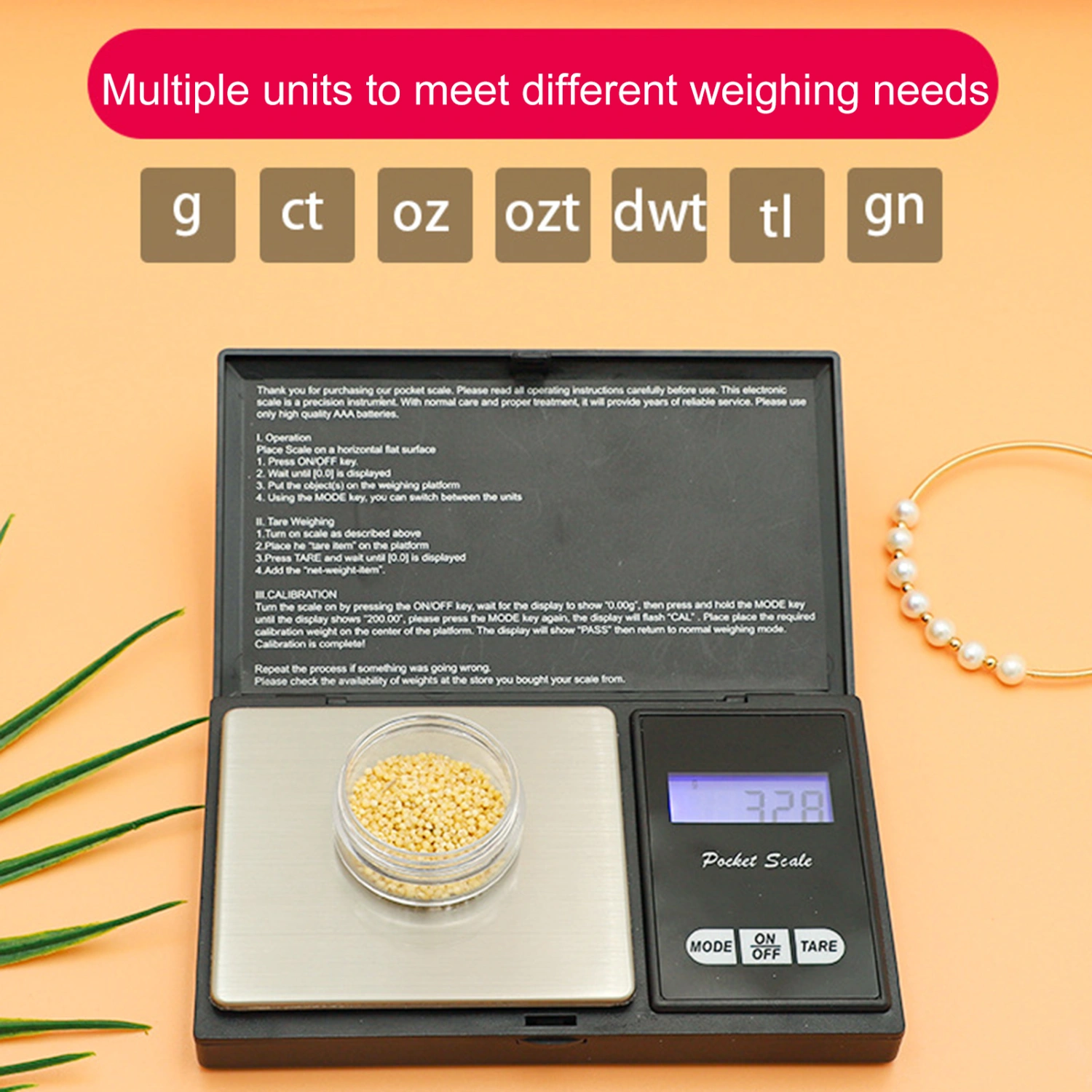 Portable Jewelry Scale Milligram Digital Scale High Accuracy 500g/0.01g Pocket Size Mini Electronic Scale Home Supplies 