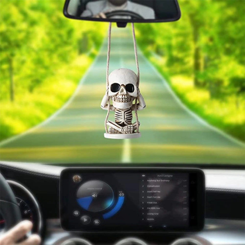 Skeleton Pendant Fun Durable Car Rear View Mirror Skull Charm Interior Car Truck Ornament Halloween Gifts