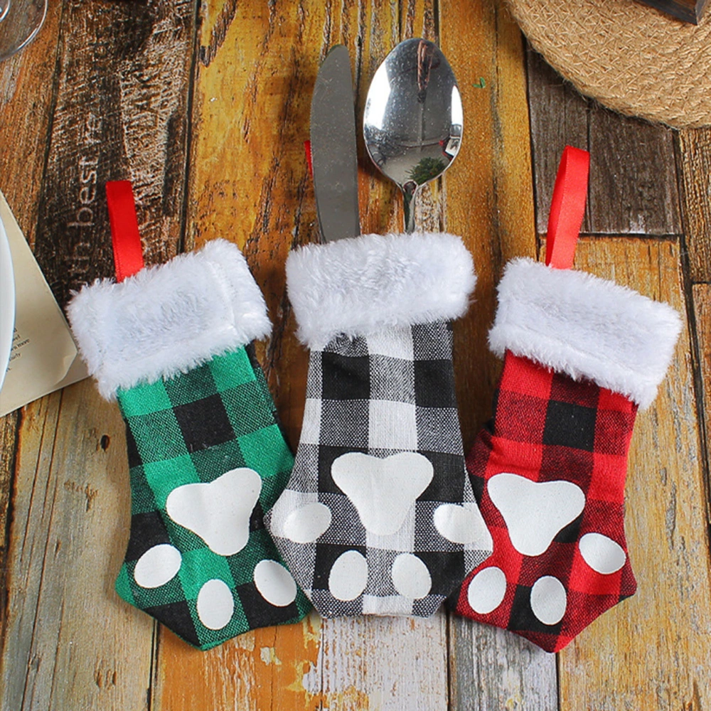 Christmas Cutlery Cover Cartoon Cat Claw Shape Cutlery Holder Bags Festive Parties Tableware Decoration