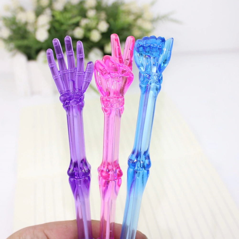 3Pcs/Set Skeleton Finger Ballpoint Pen Quick Drying Comfortable Grip Students Kids Writing Pen Stationery School Supplies