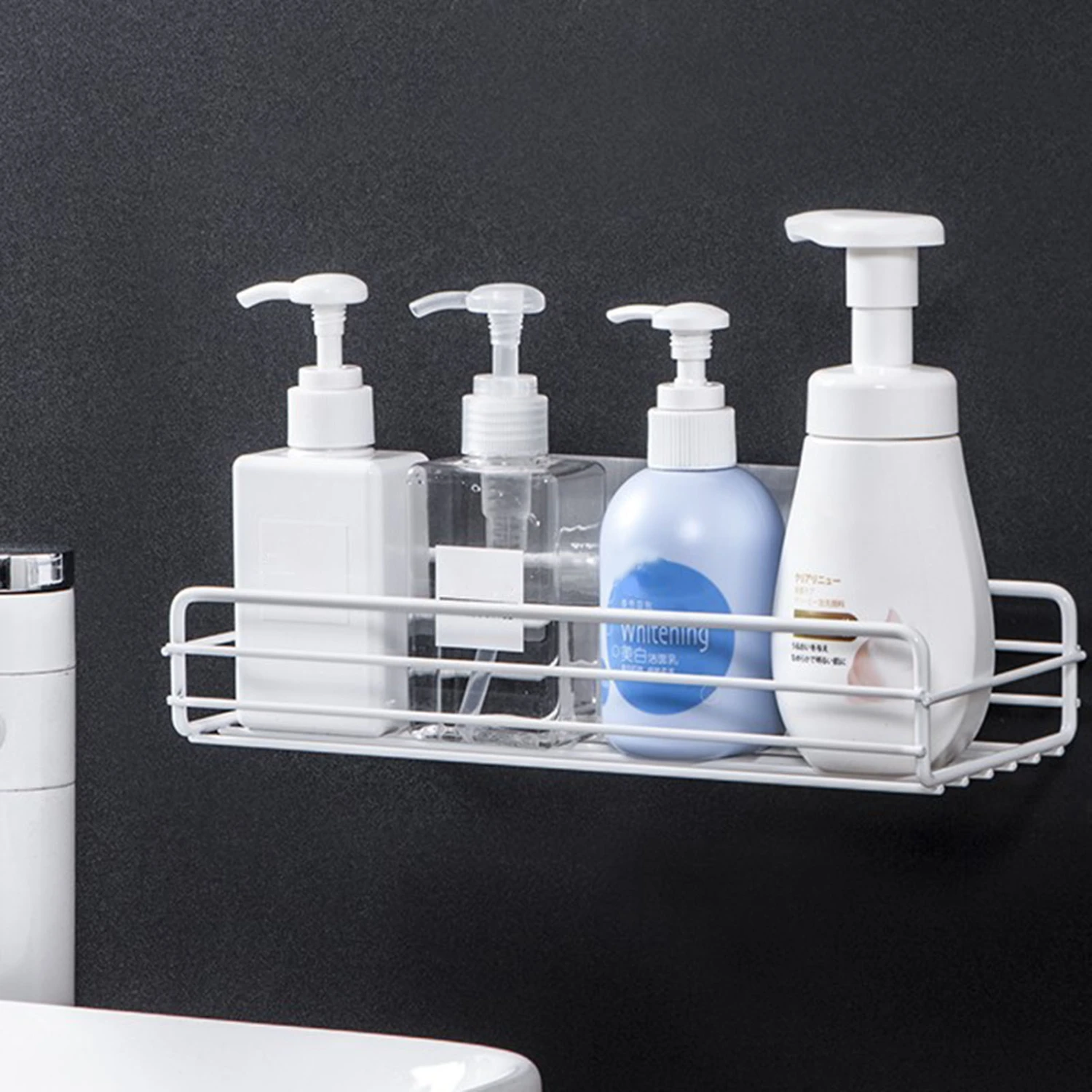 2Pcs Floating Shelves Wall Mounted Storage Rust-proof And Easy to Clean with Black Metal Frame for Bathroom Bedroom Kitchen 