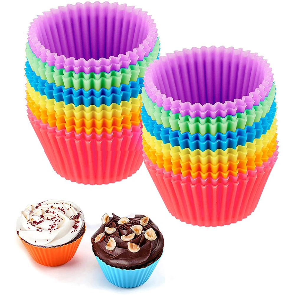 10Pcs Baking Cup Reusable Silicone Cupcake Cups Non-stick Easy to Clean Heat Resistant Cake Mold for Parties Holidays 