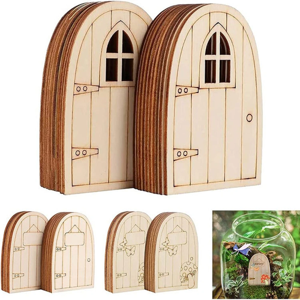 20Pcs Wooden Fairy Door Ornament Durable Creative DIY Miniature Door Model for Outdoor Garden Decoration