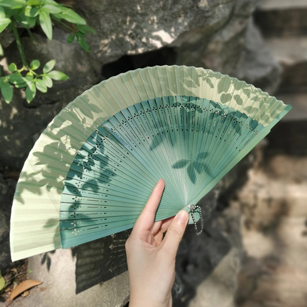 Folding Fan Fine Workmanship Chinese Style Handheld Fan Vintage Color Splicing Fan for Daily Use Stage Performance