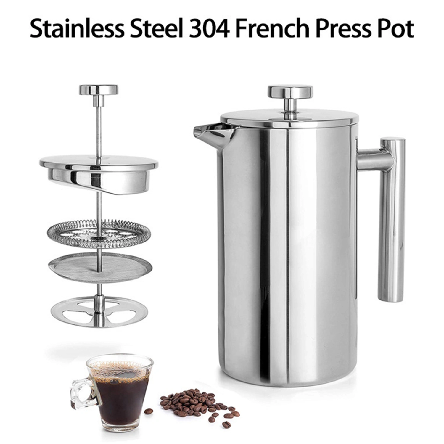 800ML/350ML/1000ML Coffee Press Pot Easy to Clean Stainless Steel Coffee Maker Portable for Home Kitchen