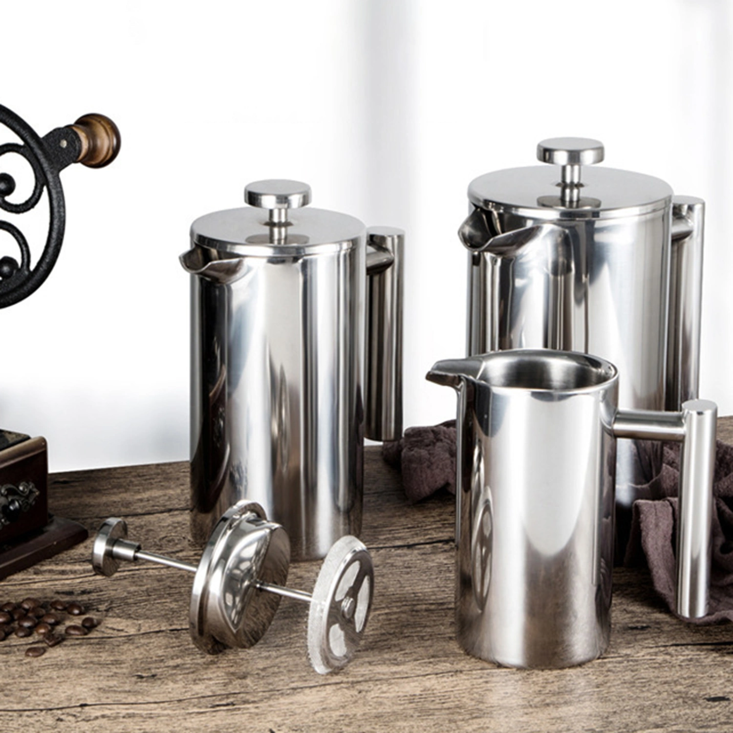 800ML/350ML/1000ML Coffee Press Pot Easy to Clean Stainless Steel Coffee Maker Portable for Home Kitchen