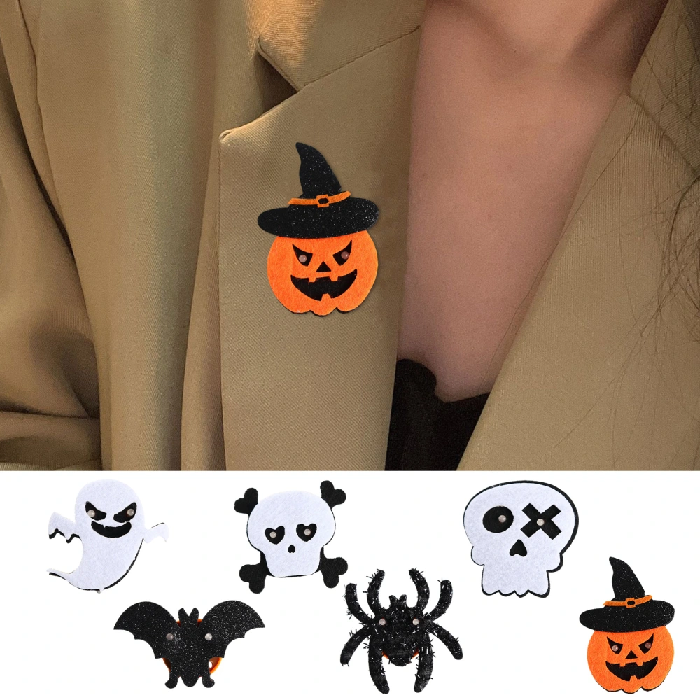 Brooch Halloween Light-up Pumpkin Ghost Brooch Spooky Flashing Decoration for Festive Atmosphere Party Props