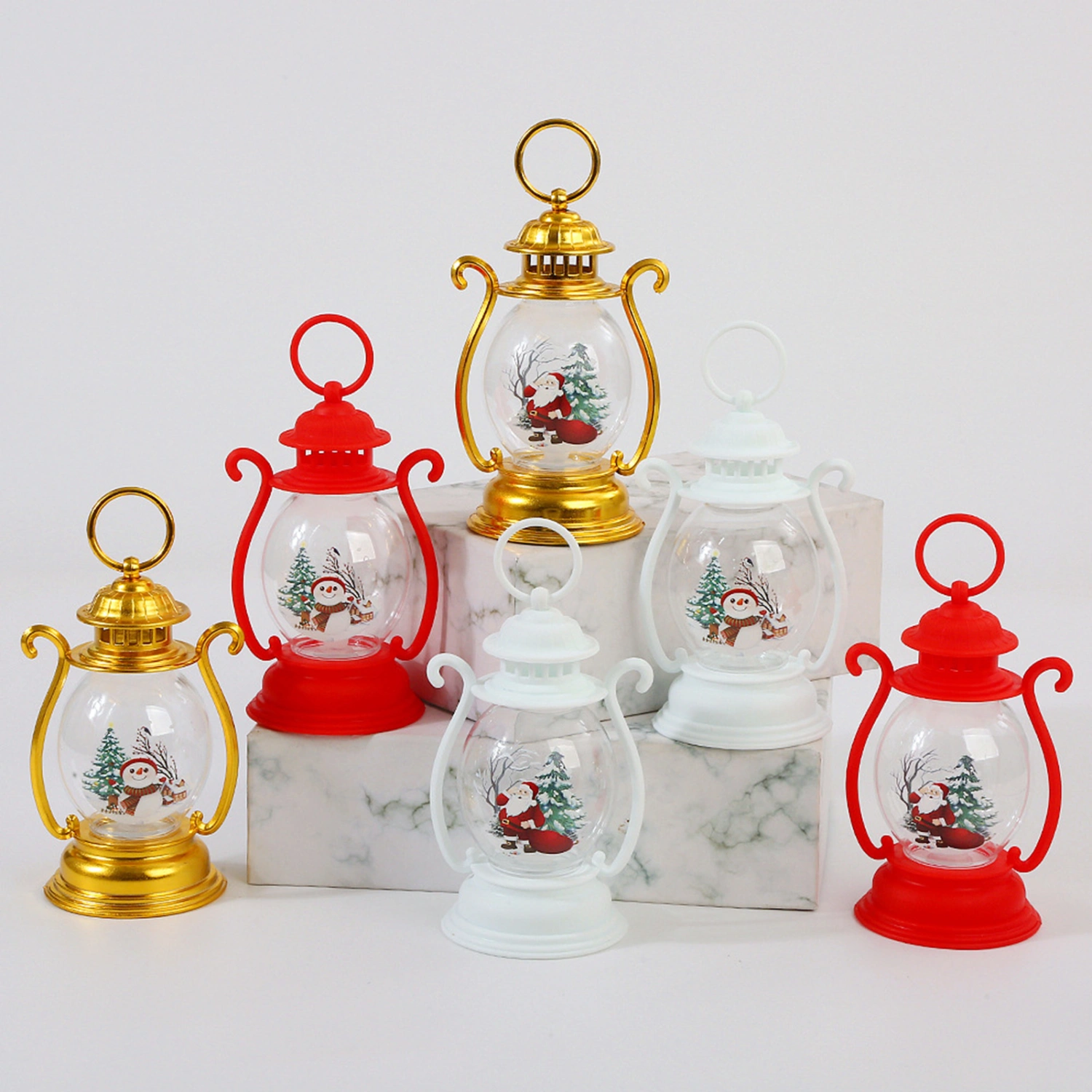 Christmas Lantern Santa Claus Snowmen Vintage Battery Operated Portable Home Decoration Flameless Electronic Candle Lamp Night Light Party Supplies Gift